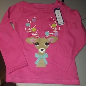 Long sleeve pink 4t holiday reindeer tshirt